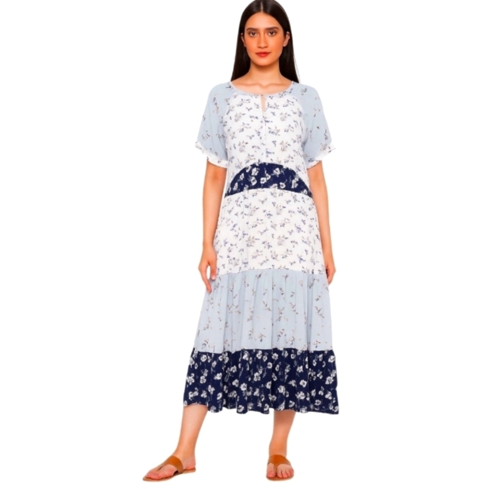 Hayden Los Angeles Ditsy Floral Tiered Skirt Midi Length Dress Size Large